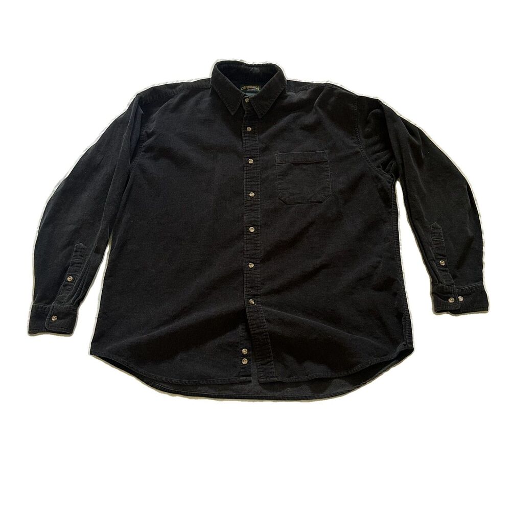 Y2K Cambridge Classics Black Corduroy Button-Up Shirt Men's XL